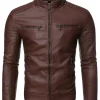 mens-vintage-stand-collar-dark-brown-faux-leather-biker-jacket