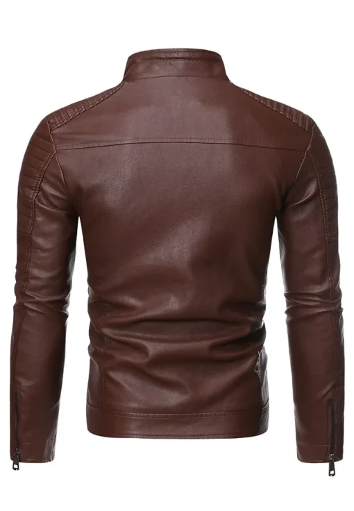 mens-vintage-stand-collar-dark-brown-faux-leather-biker-jacket