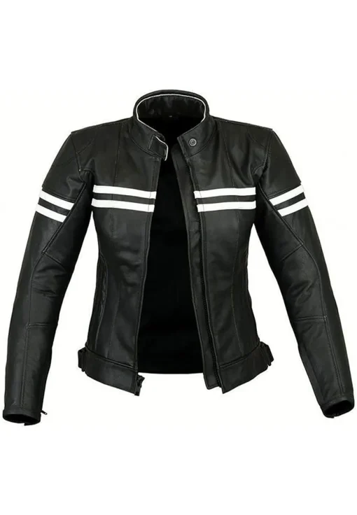 mens-white-stripe-black-faux-leather-biker-jacket