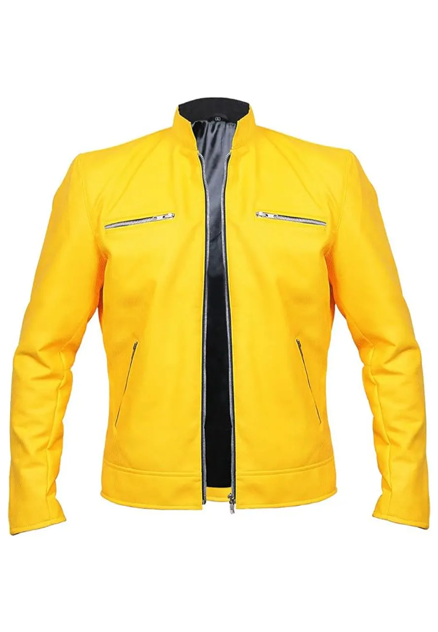 Men’s Yellow Faux Leather Motorcycle Jacket 3 mens-yellow-faux-leather-motorcycle-jacket