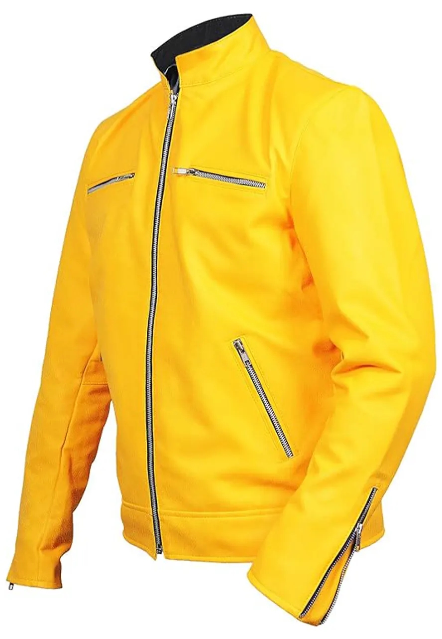 Men’s Yellow Faux Leather Motorcycle Jacket 4 mens-yellow-faux-leather-motorcycle-jacket