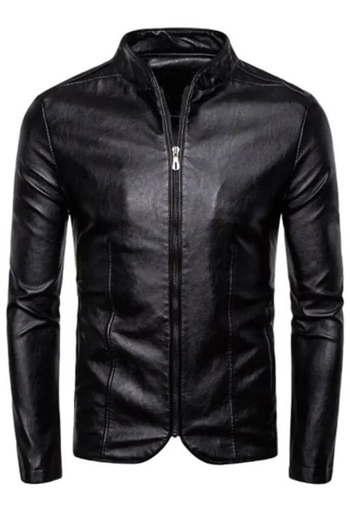 mens-zipper-shiny-black-faux-leather-jacket