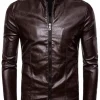 mens-zipper-shiny-coffee-faux-leather-jacket