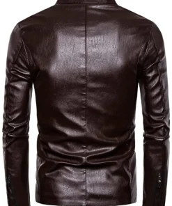mens-zipper-shiny-coffee-faux-leather-jacket