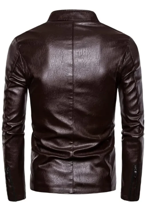 mens-zipper-shiny-coffee-faux-leather-jacket