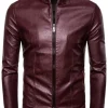 mens-zipper-shiny-maroon-faux-leather-jacket