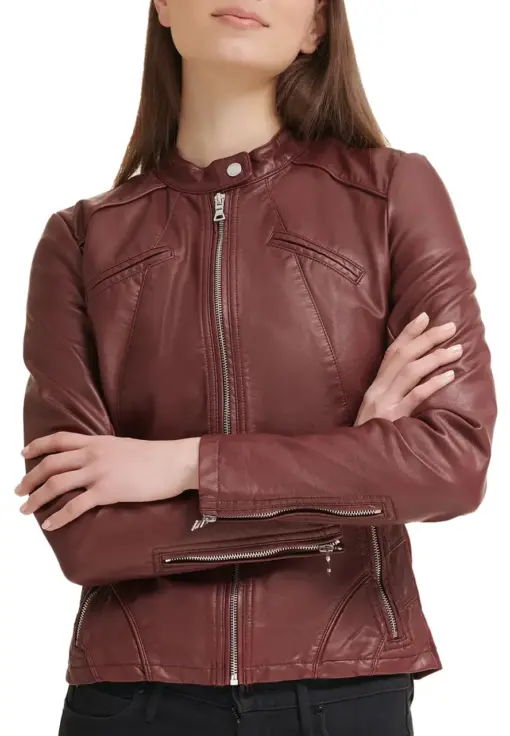 womens-burgundy-faux-leather-scuba-jacket