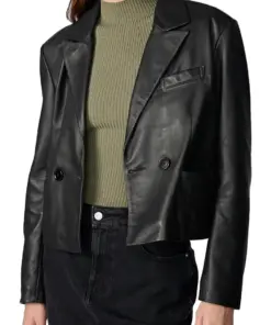 womens-faux-leather-black-cropped-blazer