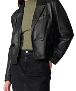 womens-faux-leather-black-cropped-blazer