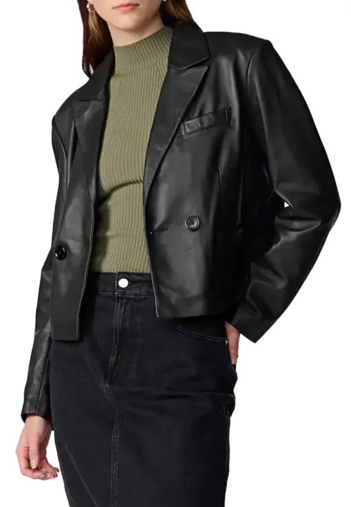 womens-faux-leather-black-cropped-blazer