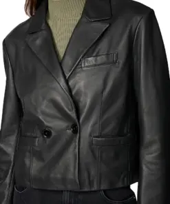 womens-faux-leather-black-cropped-blazer
