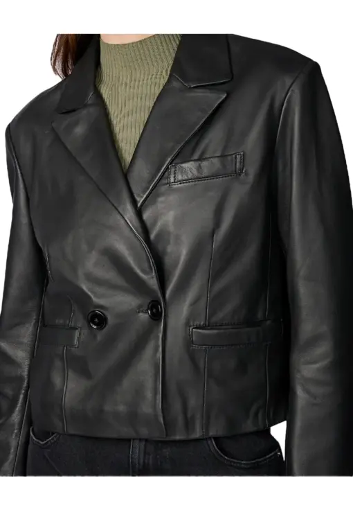 womens-faux-leather-black-cropped-blazer