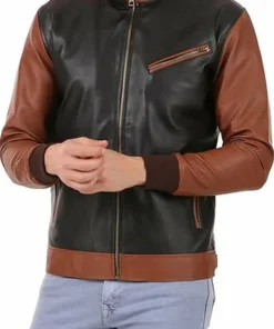 mens-black-and-brown-faux-leather-biker-bomber-jacket