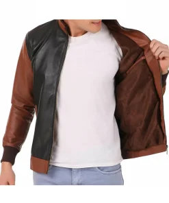 mens-black-and-brown-faux-leather-biker-bomber-jacket