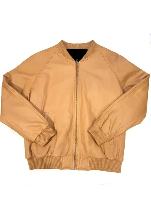 mens-faux-leather-tan-bomber-jacket