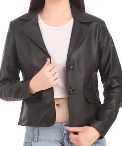 womens-casual-black-faux-leather-short-coat