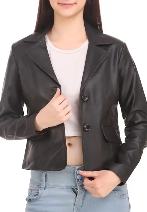 womens-casual-black-faux-leather-short-coat