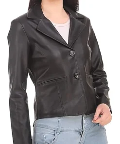 womens-casual-black-faux-leather-short-coat
