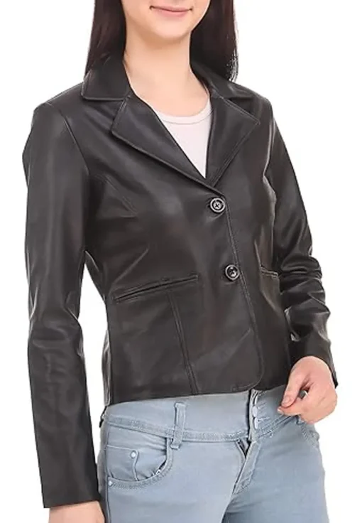 womens-casual-black-faux-leather-short-coat
