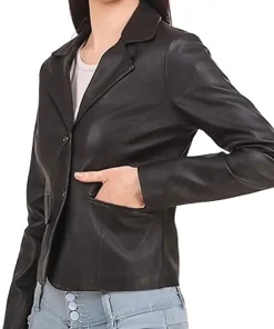 womens-casual-black-faux-leather-short-coat