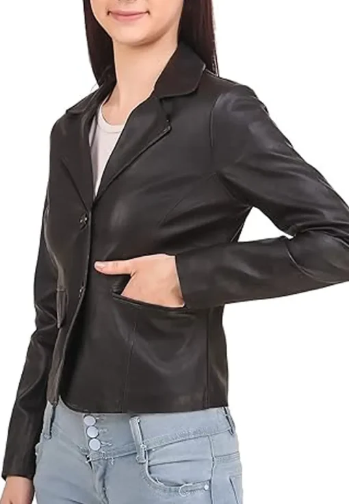 womens-casual-black-faux-leather-short-coat