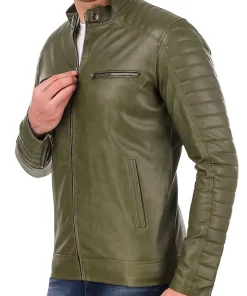 mens-band-collar-green-faux-leather-biker-jacket
