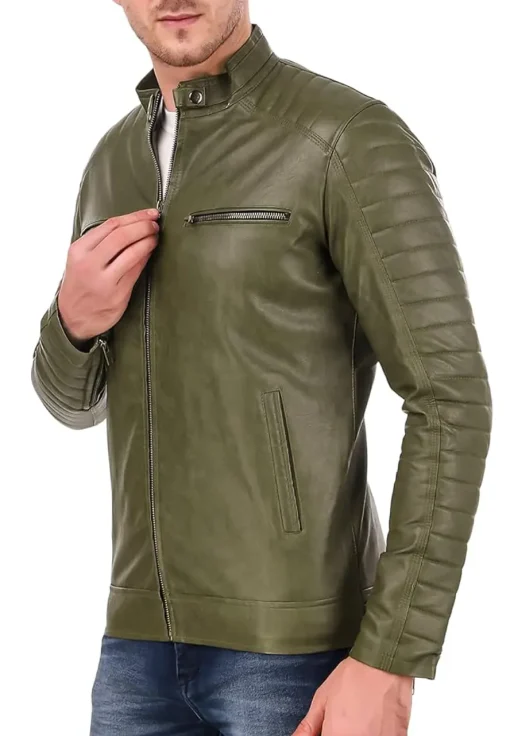 mens-band-collar-green-faux-leather-biker-jacket
