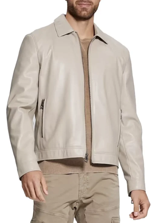 mens-beige-faux-leather-zip-jacket