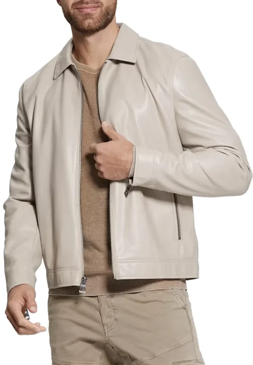 mens-beige-faux-leather-zip-jacket