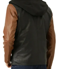 mens-black-and-brown-faux-leather-hooded-biker-jacket