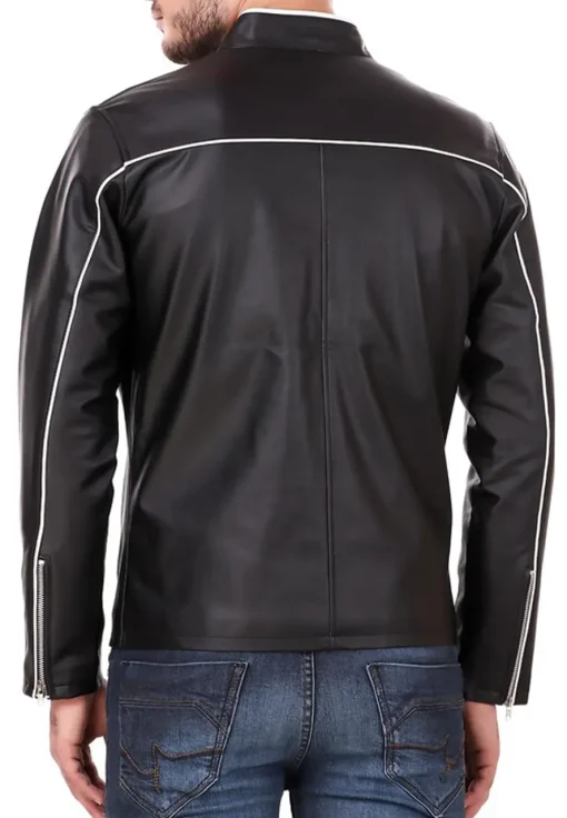mens-black-faux-leather-biker-jacket-with-red-and-white-stripes