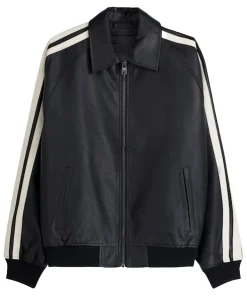 mens-black-faux-leather-bomber-jacket-with-side-stripes
