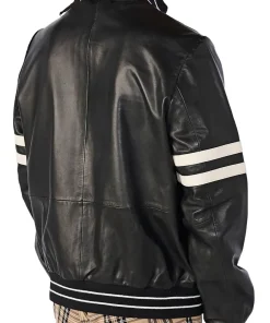 mens-black-faux-leather-bomber-jacket-with-stripe