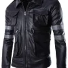 mens-black-faux-leather-jacket-with-gray-stripes