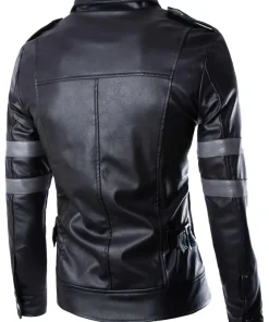 mens-black-faux-leather-jacket-with-gray-stripes