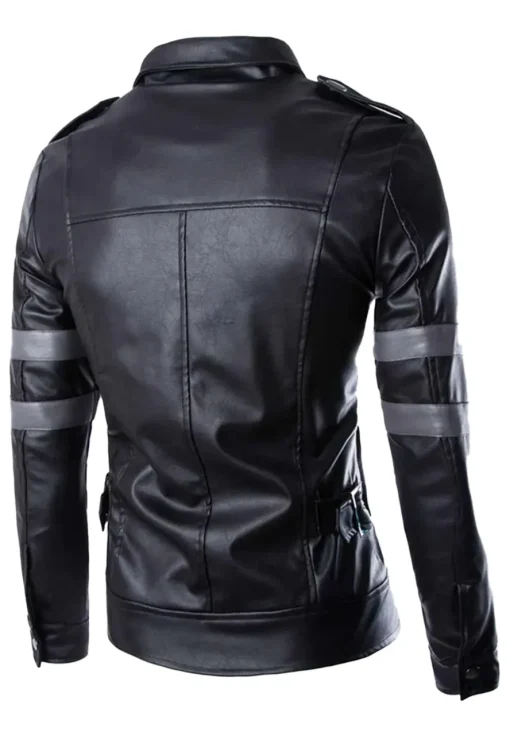 mens-black-faux-leather-jacket-with-gray-stripes