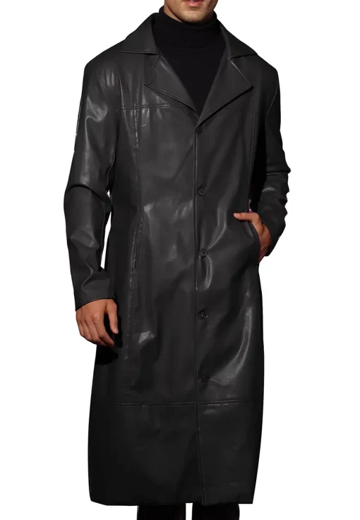 mens-black-faux-leather-long-trench-coat