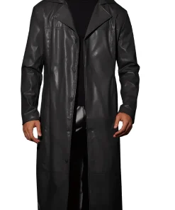 mens-black-faux-leather-long-trench-coat
