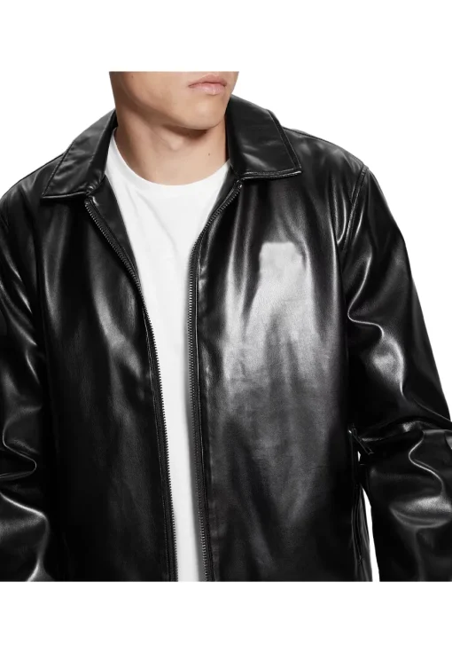 mens-black-faux-leather-zip-jacket