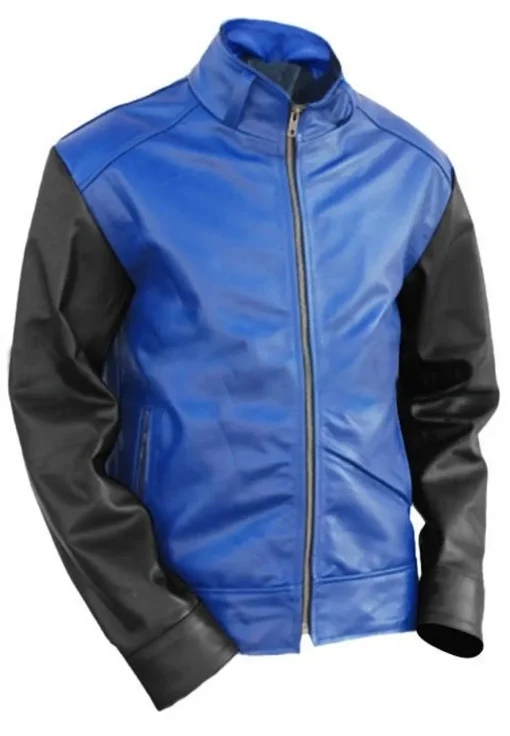 mens-blue-faux-leather-jacket-with-black-sleeves