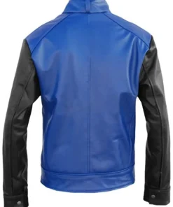 mens-blue-faux-leather-jacket-with-black-sleeves