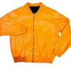 mens-bomber-orange-faux-leather-jacket