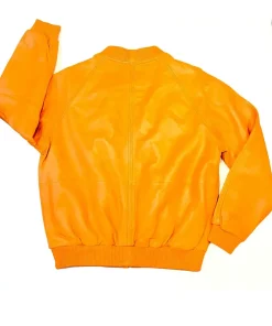 mens-bomber-orange-faux-leather-jacket