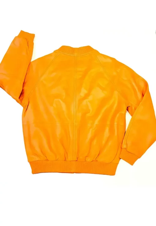 mens-bomber-orange-faux-leather-jacket