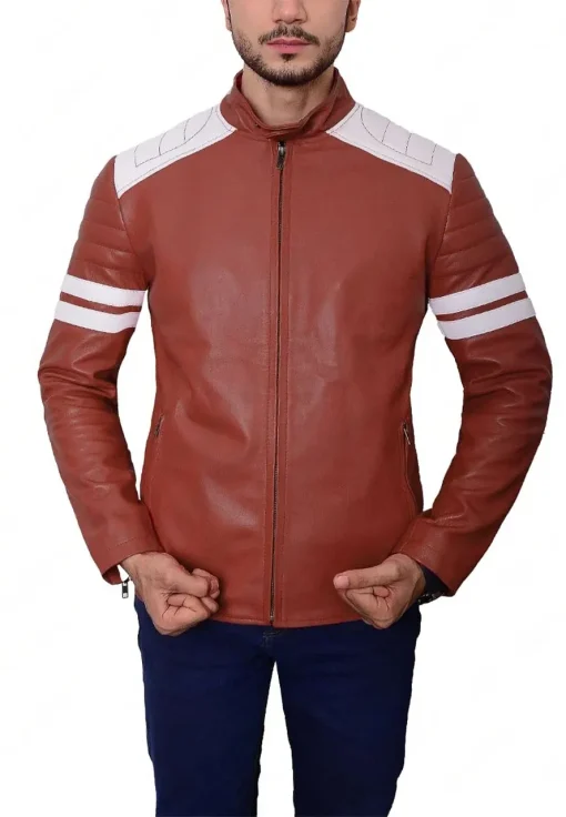 mens-brown-faux-leather-biker-jacket-with-white-stripes