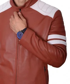 mens-brown-faux-leather-biker-jacket-with-white-stripes