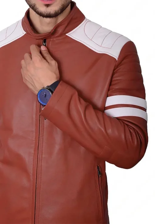 mens-brown-faux-leather-biker-jacket-with-white-stripes