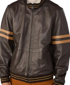 mens-brown-faux-leather-bomber-jacket-with-stripe