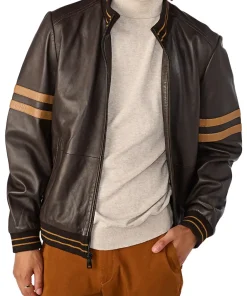 mens-brown-faux-leather-bomber-jacket-with-stripe
