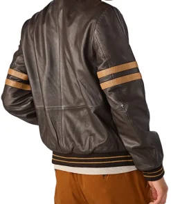mens-brown-faux-leather-bomber-jacket-with-stripe